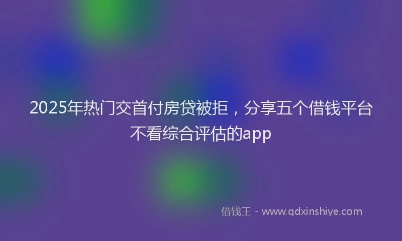 2025年热门交首付房贷被拒，分享五个借钱平台不看综合评估的app