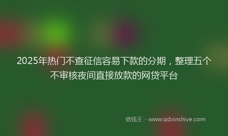 2025年热门不查征信容易下款的分期，整理五个不审核夜间直接放款的网贷平台