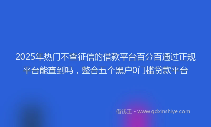 2025年热门不查征信的借款平台百分百通过正规平台能查到吗，整合五个黑户0门槛贷款平台