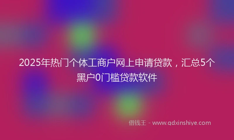 2025年热门个体工商户网上申请贷款，汇总5个黑户0门槛贷款软件