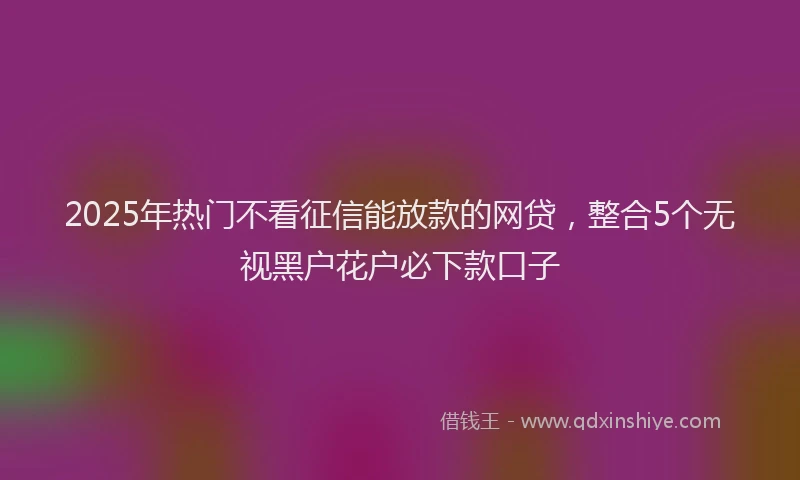 2025年热门不看征信能放款的网贷，整合5个无视黑户花户必下款口子