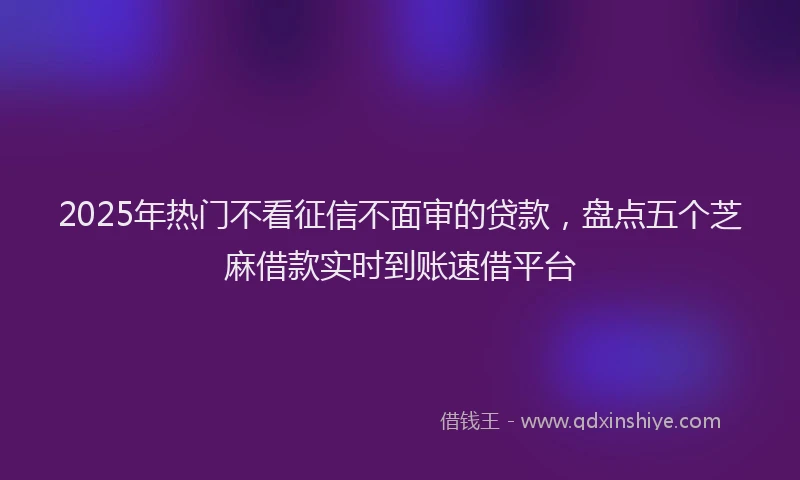 2025年热门不看征信不面审的贷款，盘点五个芝麻借款实时到账速借平台