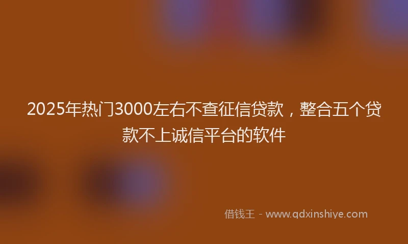 2025年热门3000左右不查征信贷款，整合五个贷款不上诚信平台的软件