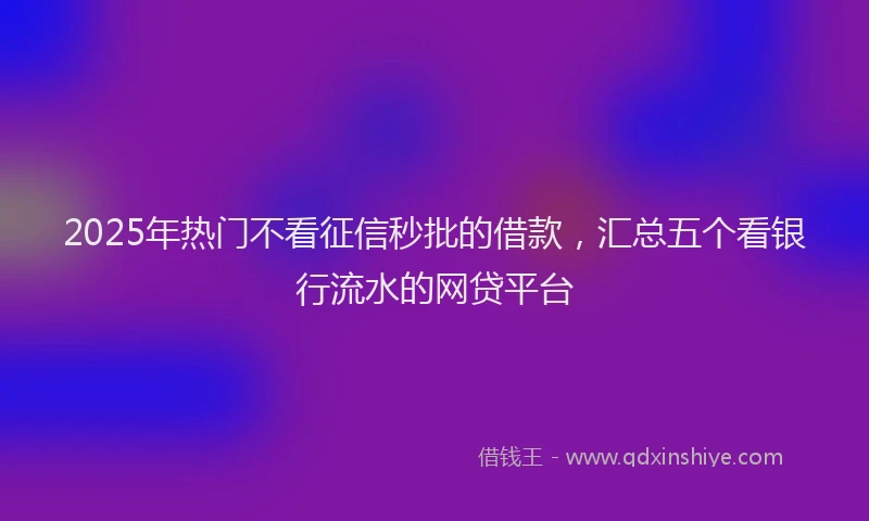 2025年热门不看征信秒批的借款，汇总五个看银行流水的网贷平台