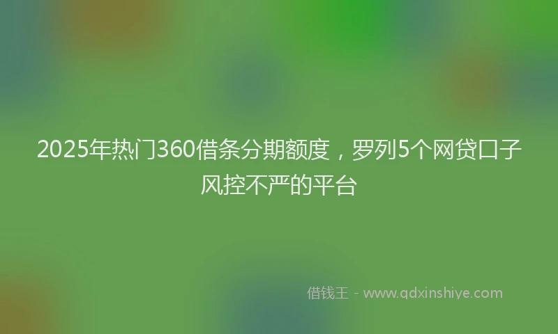 2025年热门360借条分期额度，罗列5个网贷口子风控不严的平台