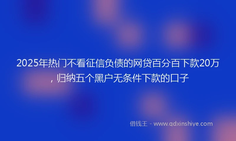 2025年热门不看征信负债的网贷百分百下款20万，归纳五个黑户无条件下款的口子