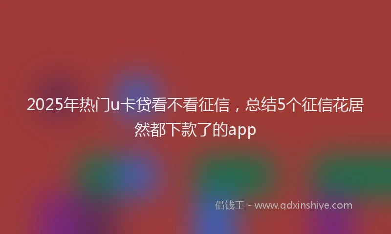 2025年热门u卡贷看不看征信，总结5个征信花居然都下款了的app