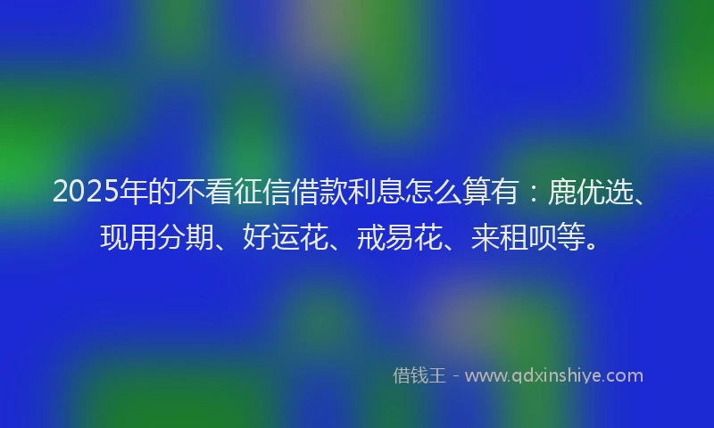 2025年的不看征信借款利息怎么算有：鹿优选、现用分期、好运花、戒易花、来租呗等。