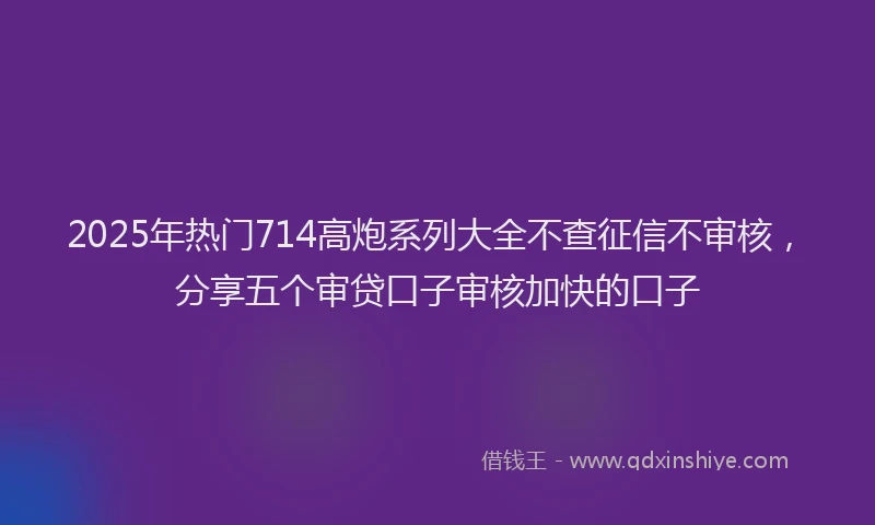 2025年热门714高炮系列大全不查征信不审核，分享五个审贷口子审核加快的口子