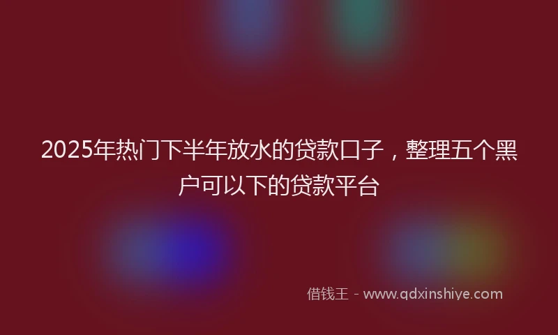 2025年热门下半年放水的贷款口子，整理五个黑户可以下的贷款平台