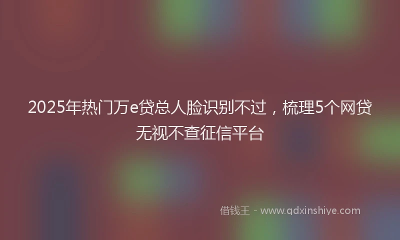 2025年热门万e贷总人脸识别不过，梳理5个网贷无视不查征信平台