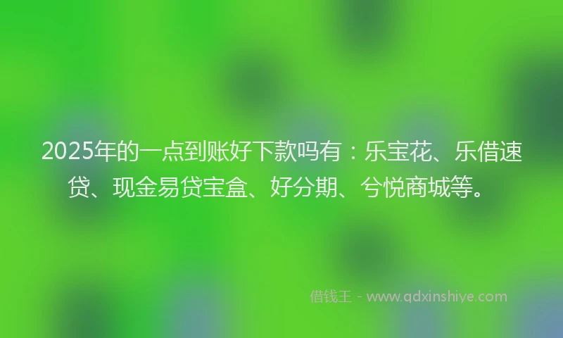 2025年的一点到账好下款吗有：乐宝花、乐借速贷、现金易贷宝盒、好分期、兮悦商城等。