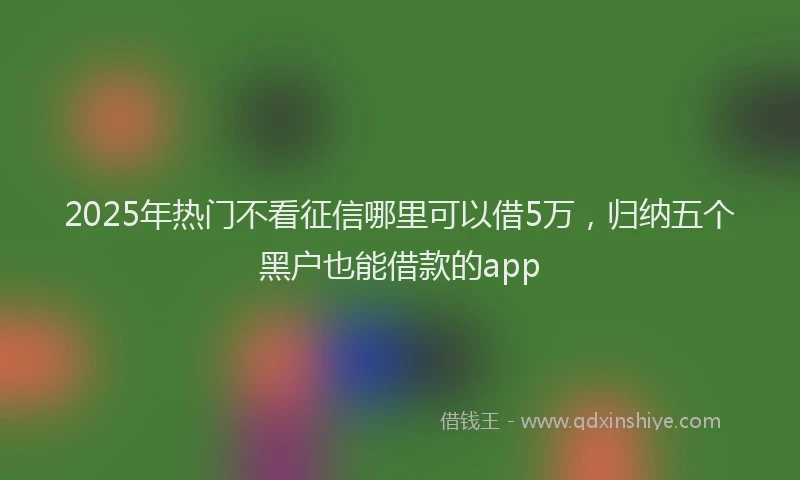 2025年热门不看征信哪里可以借5万，归纳五个黑户也能借款的app