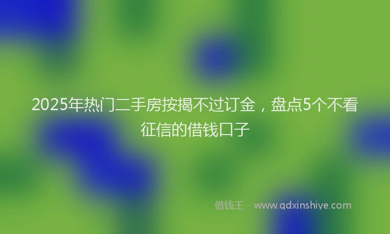 2025年热门二手房按揭不过订金，盘点5个不看征信的借钱口子