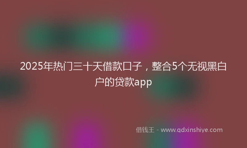 2025年热门三十天借款口子，整合5个无视黑白户的贷款app