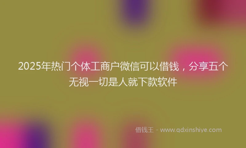 2025年热门个体工商户微信可以借钱，分享五个无视一切是人就下款软件