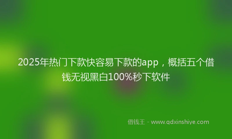 2025年热门下款快容易下款的app，概括五个借钱无视黑白100%秒下软件