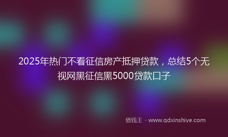 2025年热门不看征信房产抵押贷款，总结5个无视网黑征信黑5000贷款口子