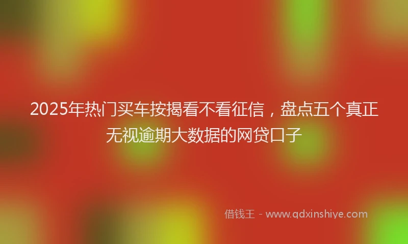 2025年热门买车按揭看不看征信，盘点五个真正无视逾期大数据的网贷口子