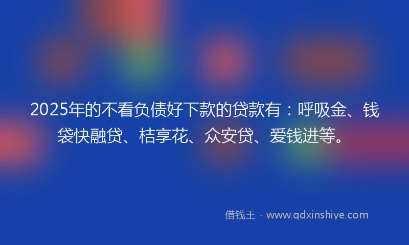 2025年的不看负债好下款的贷款有：呼吸金、钱袋快融贷、桔享花、众安贷、爱钱进等。