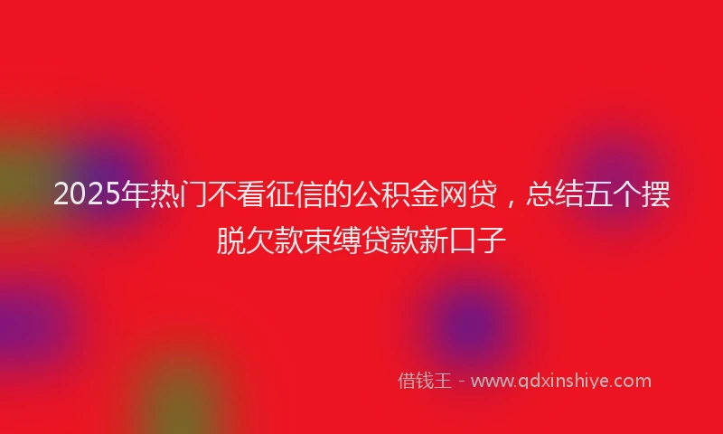 2025年热门不看征信的公积金网贷，总结五个摆脱欠款束缚贷款新口子