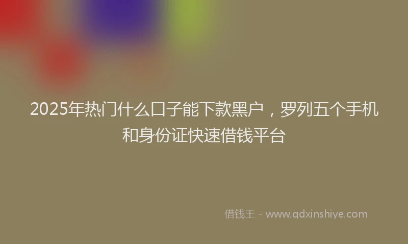 2025年热门什么口子能下款黑户，罗列五个手机和身份证快速借钱平台