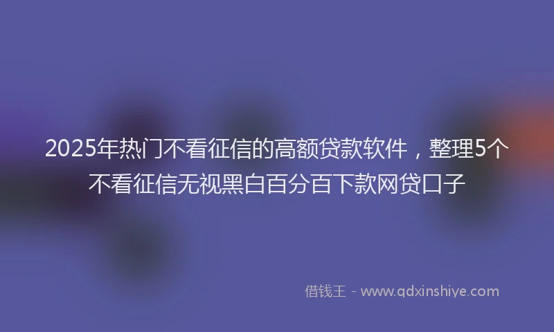 2025年热门不看征信的高额贷款软件，整理5个不看征信无视黑白百分百下款网贷口子