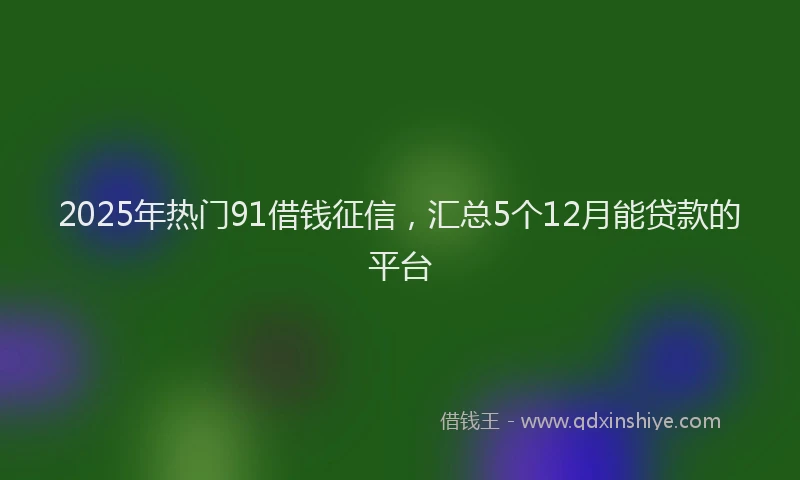 2025年热门91借钱征信，汇总5个12月能贷款的平台
