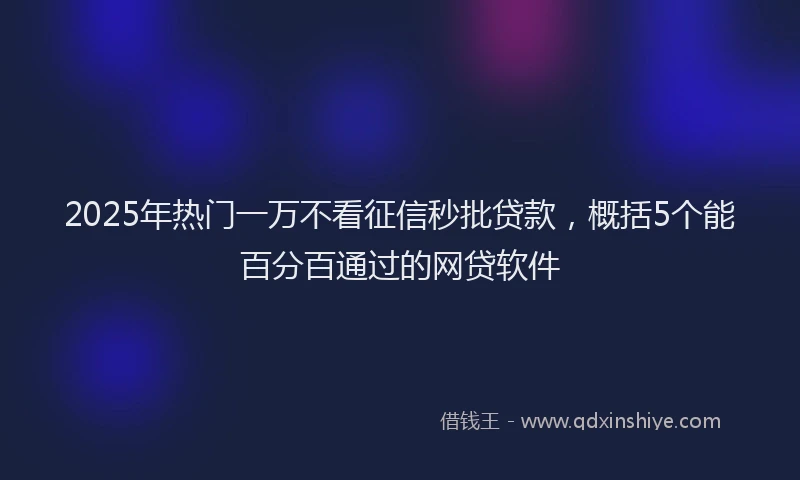 2025年热门一万不看征信秒批贷款，概括5个能百分百通过的网贷软件