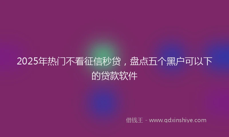 2025年热门不看征信秒贷，盘点五个黑户可以下的贷款软件
