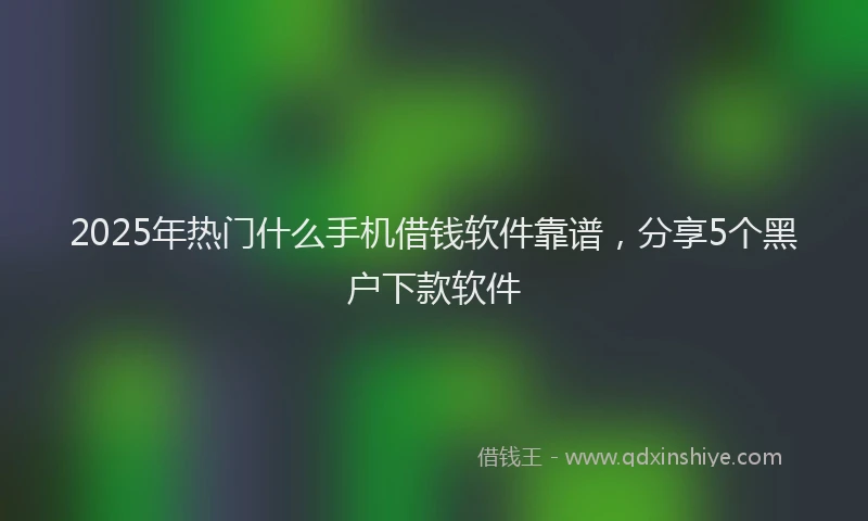 2025年热门什么手机借钱软件靠谱，分享5个黑户下款软件