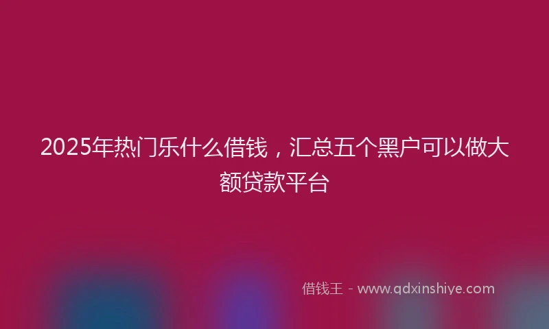 2025年热门乐什么借钱，汇总五个黑户可以做大额贷款平台