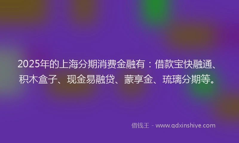 2025年的上海分期消费金融有：借款宝快融通、积木盒子、现金易融贷、蒙享金、琉璃分期等。