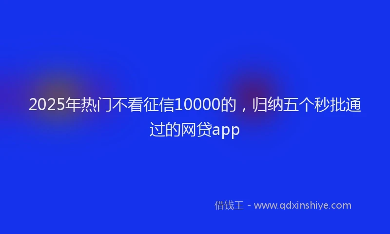 2025年热门不看征信10000的，归纳五个秒批通过的网贷app
