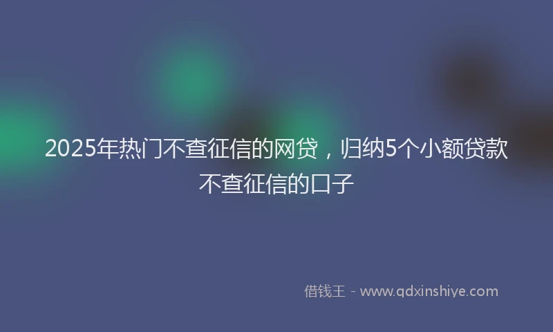 2025年热门不查征信的网贷，归纳5个小额贷款不查征信的口子