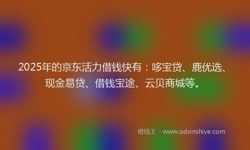 2025年的京东活力借钱快有：哆宝贷、鹿优选、现金易贷、借钱宝途、云贝商城等。