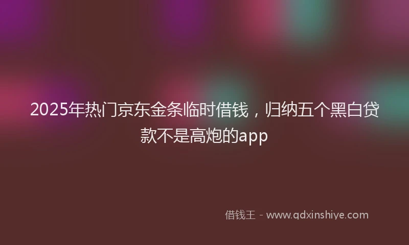 2025年热门京东金条临时借钱，归纳五个黑白贷款不是高炮的app