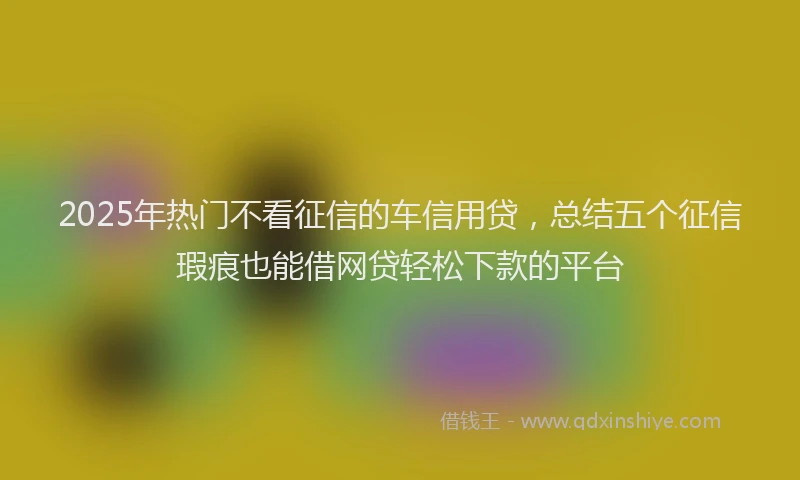2025年热门不看征信的车信用贷，总结五个征信瑕疵也能借网贷轻松下款的平台