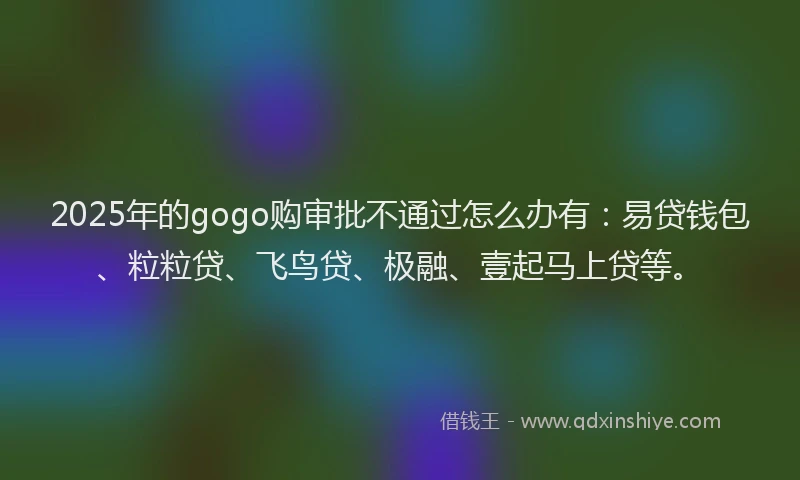2025年的gogo购审批不通过怎么办有：易贷钱包、粒粒贷、飞鸟贷、极融、壹起马上贷等。