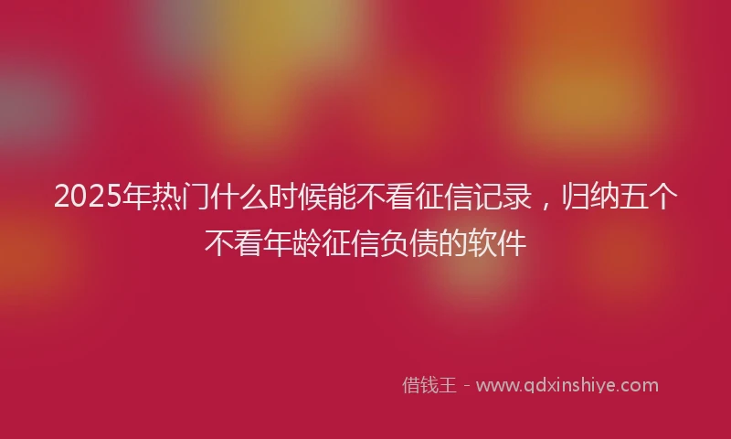 2025年热门什么时候能不看征信记录，归纳五个不看年龄征信负债的软件