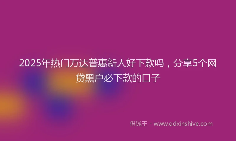 2025年热门万达普惠新人好下款吗，分享5个网贷黑户必下款的口子