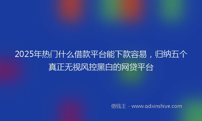 2025年热门什么借款平台能下款容易，归纳五个真正无视风控黑白的网贷平台