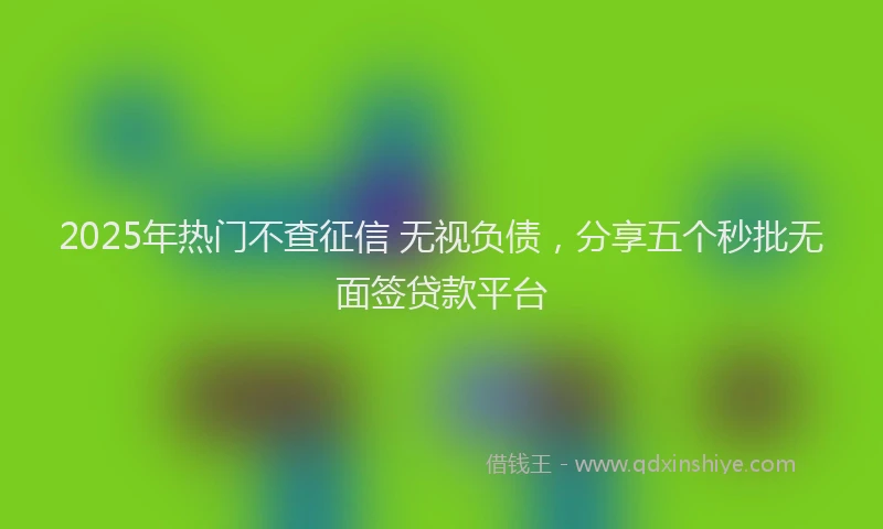2025年热门不查征信 无视负债，分享五个秒批无面签贷款平台
