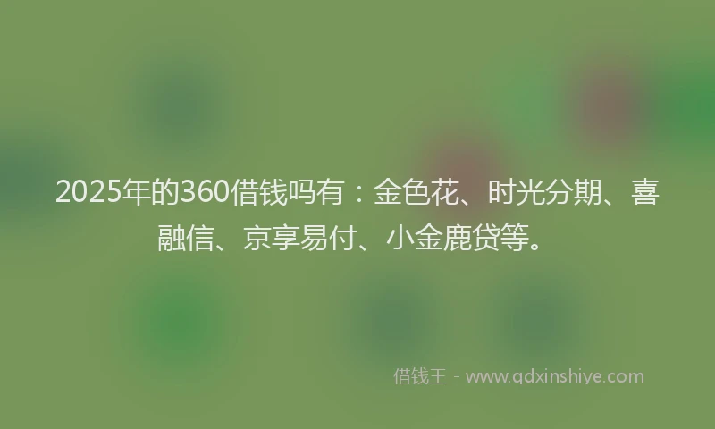 2025年的360借钱吗有：金色花、时光分期、喜融信、京享易付、小金鹿贷等。