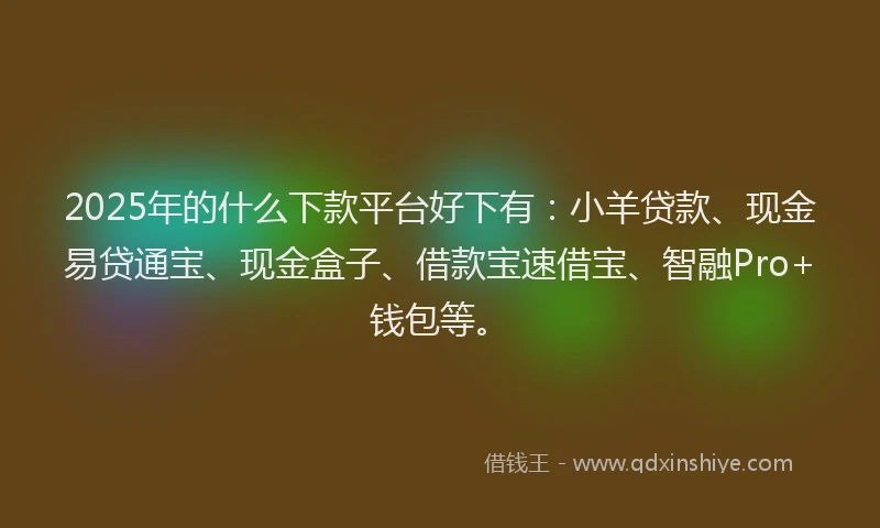 2025年的什么下款平台好下有：小羊贷款、现金易贷通宝、现金盒子、借款宝速借宝、智融Pro+钱包等。