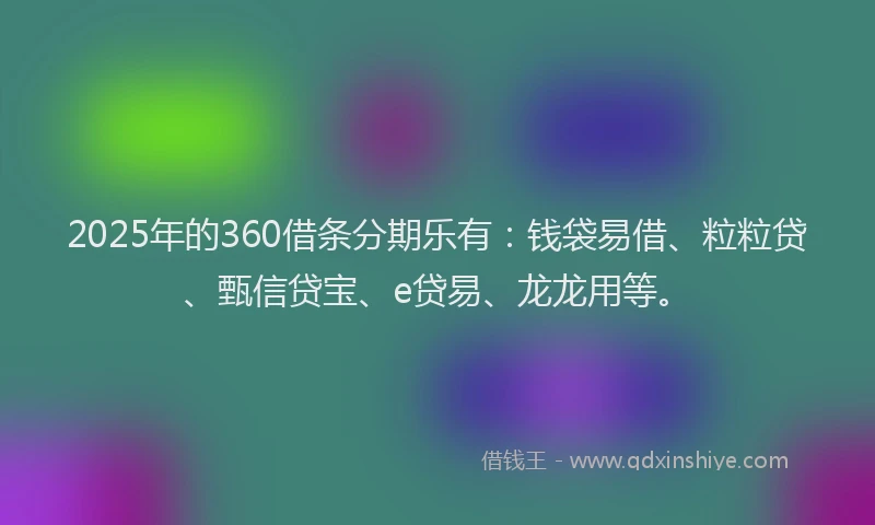 2025年的360借条分期乐有：钱袋易借、粒粒贷、甄信贷宝、e贷易、龙龙用等。