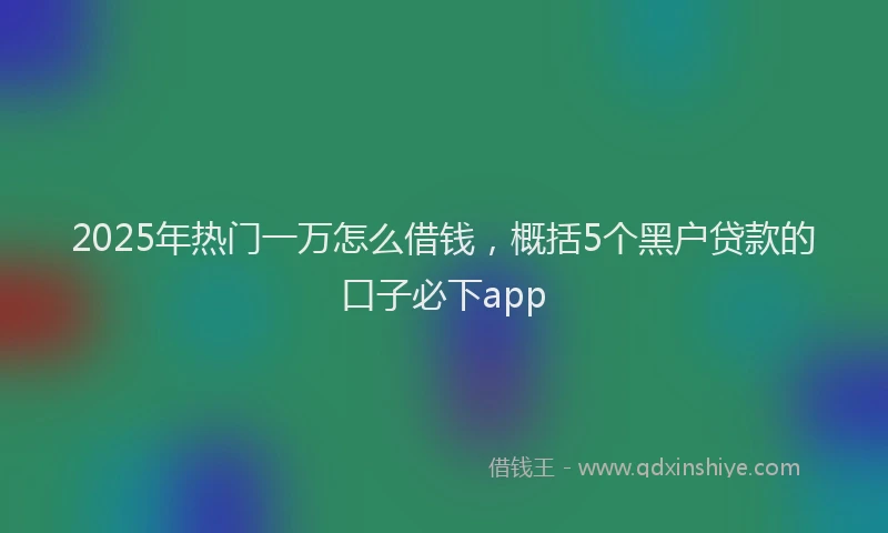 2025年热门一万怎么借钱，概括5个黑户贷款的口子必下app
