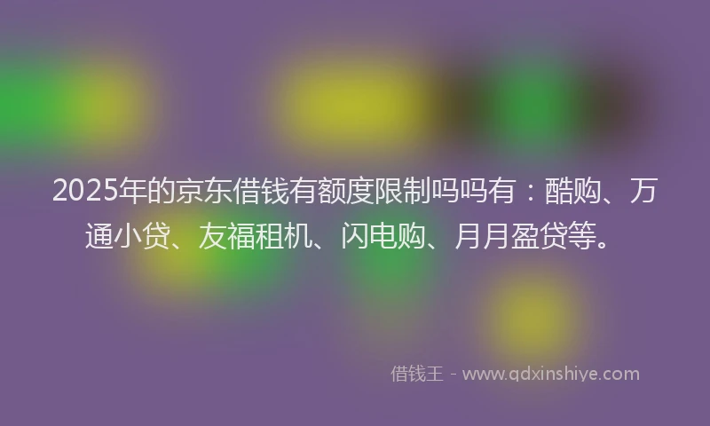 2025年的京东借钱有额度限制吗吗有：酷购、万通小贷、友福租机、闪电购、月月盈贷等。