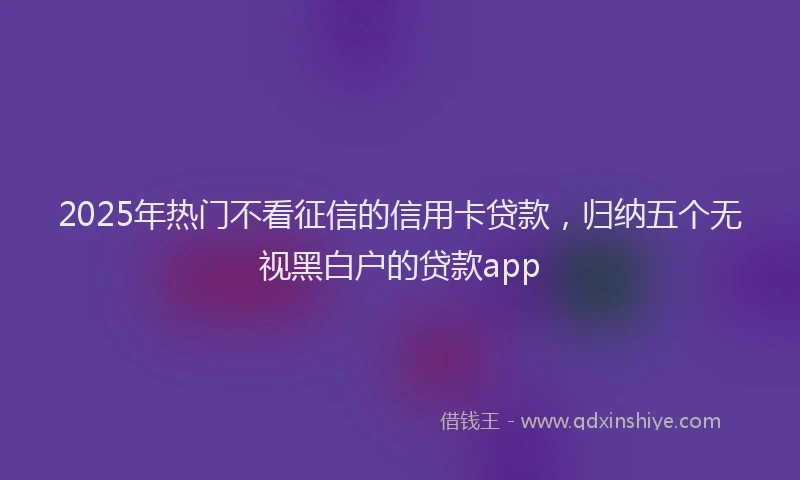 2025年热门不看征信的信用卡贷款，归纳五个无视黑白户的贷款app