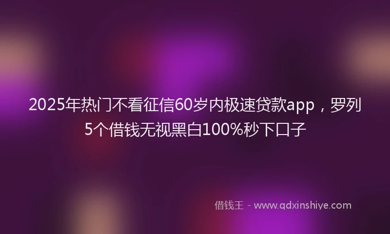 2025年热门不看征信60岁内极速贷款app，罗列5个借钱无视黑白100%秒下口子